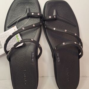 CROCS Black Sandals with Silver Accents